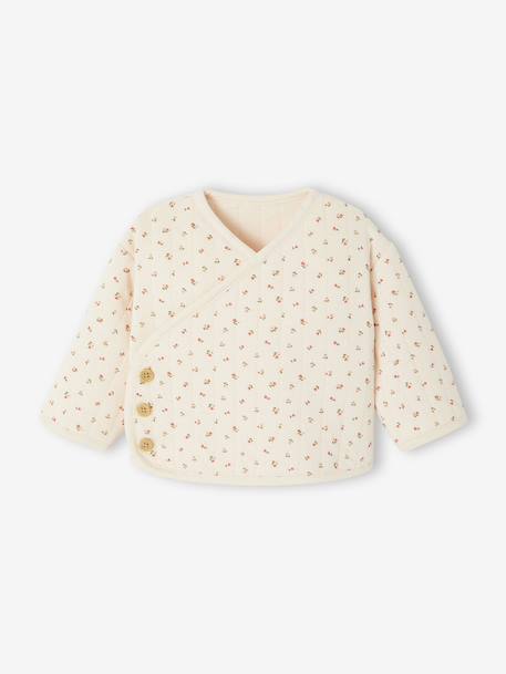 Ensemble matelassé gilet + pantalon à pieds entièrement imprimé écru+rose 7 - vertbaudet enfant 