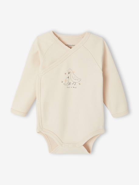 Lot de 2 bodies bébé ouverture naissance manches longues beige+rose+vert d'eau 9 - vertbaudet enfant 