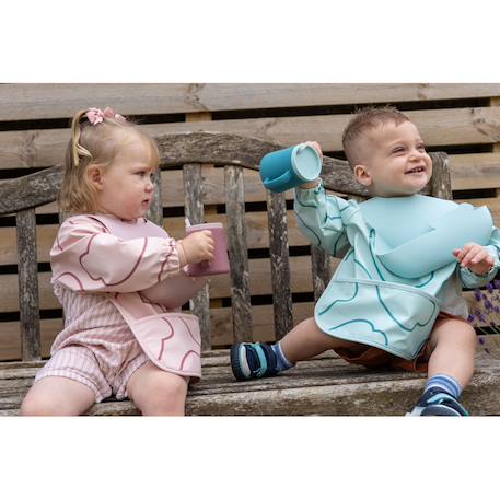 Coffret bavoirs 2 en 1 Bleu+Gris+Rose 2 - vertbaudet enfant 