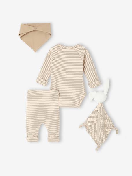 Ensemble naissance évolutif 4 pièces body + legging + bavoir + doudou écru 7 - vertbaudet enfant 