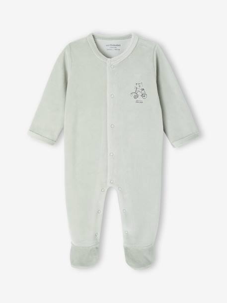 Lot de 2 pyjamas bébé naissance en velours beige+rose+vert d'eau 16 - vertbaudet enfant 