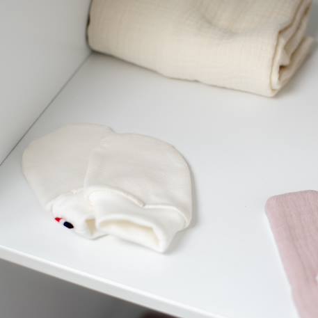 Moufles naissance en coton gants bébé anti griffures Beige+Blanc+Bleu+Écru+Rose+Vert 16 - vertbaudet enfant 