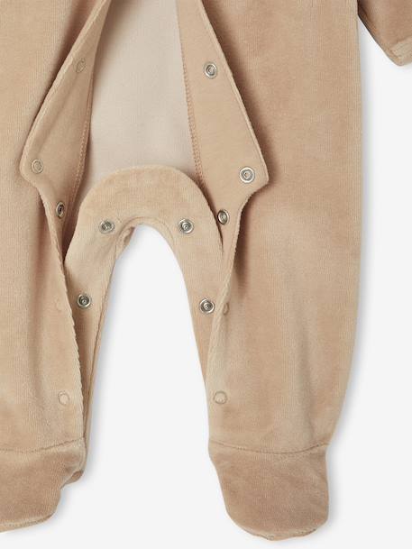 Lot de 2 pyjamas bébé naissance en velours beige+rose+vert d'eau 6 - vertbaudet enfant 