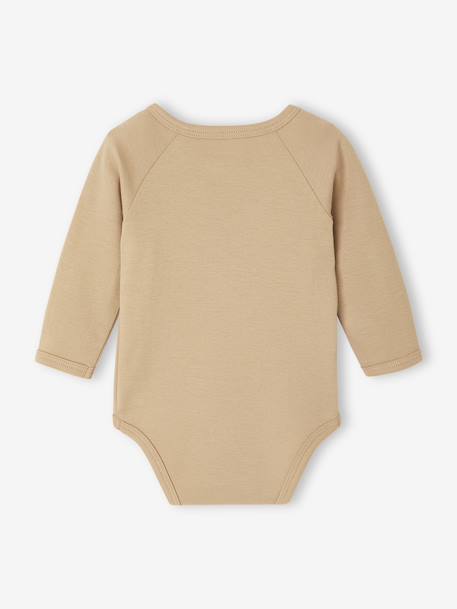 Lot de 2 bodies bébé ouverture naissance manches longues beige+rose+vert d'eau 4 - vertbaudet enfant 