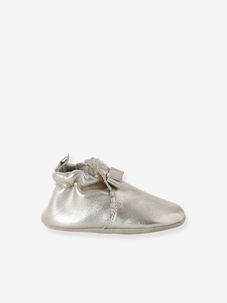 Chaussons élastiqués en cuir souple bébé or+rose 3 - vertbaudet enfant 