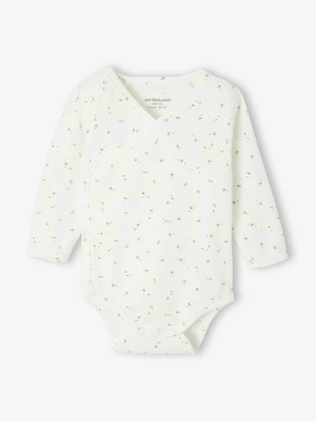 Lot de 2 bodies bébé ouverture naissance manches longues beige+rose+vert d'eau 10 - vertbaudet enfant 