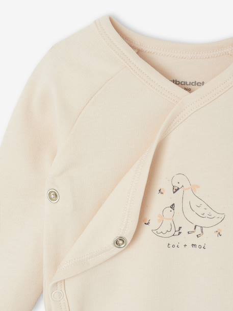 Lot de 2 bodies bébé ouverture naissance manches longues beige+rose+vert d'eau 12 - vertbaudet enfant 