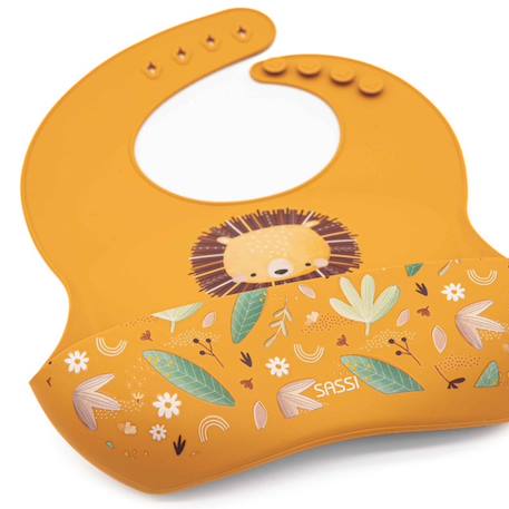 Bavoir récupérateur en silicone animaux Orange+Rose+Vert+Vert paon 5 - vertbaudet enfant 