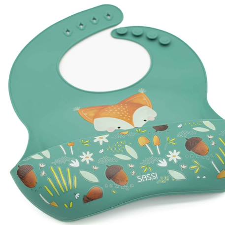 Bavoir récupérateur en silicone animaux Rose+Vert+Vert paon 16 - vertbaudet enfant 
