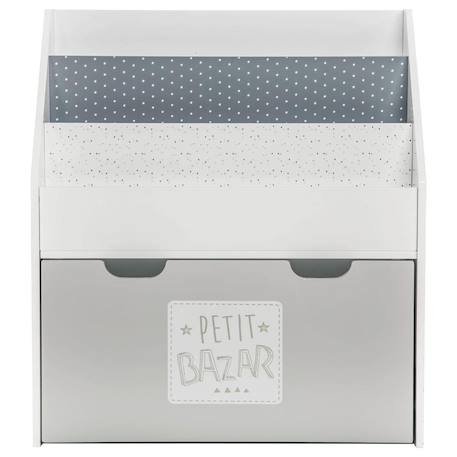 Bibliothèque avec bac de rangement - douceur Blanc+Gris 10 - vertbaudet enfant 
