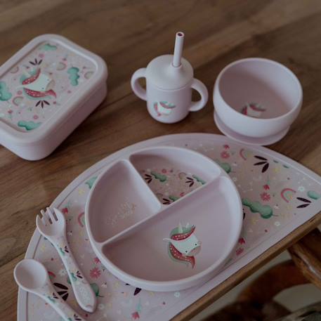 Gobelet en silicone avec poignées et paille animaux Beige+Bleu+Orange+Rose+Vert+Vert paon 21 - vertbaudet enfant 