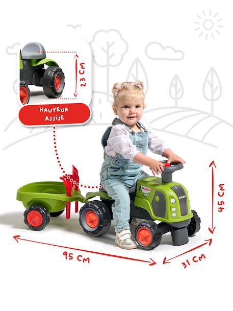 Porteur tracteur claas 1er âge avec roues silencieuses et remorque Vert claas 6 - vertbaudet enfant 