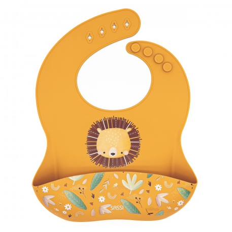 Bavoir récupérateur en silicone animaux Orange+Rose+Vert+Vert paon 1 - vertbaudet enfant 