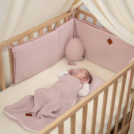 Tour de lit universel en gaze de coton jeanne Beige+Blanc+Blanc à pois or+Bleu+Camel+Écru+Gris clair+Rose+Terracotta+Vert de gris 38 - vertbaudet enfant 