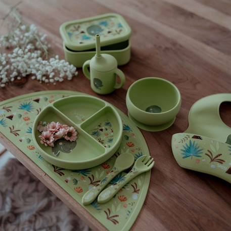 Bol en silicone avec ventouse animaux Orange+Rose+Vert+Vert paon 12 - vertbaudet enfant 