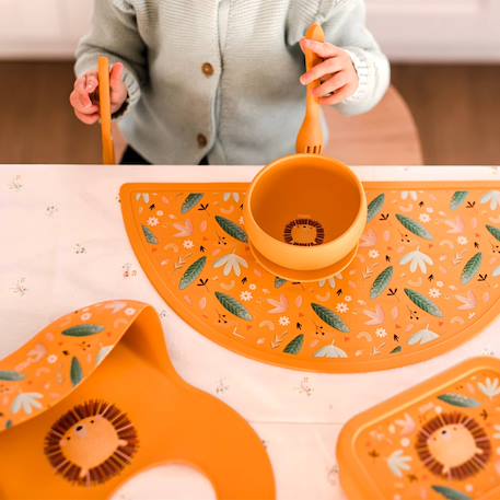 Bavoir récupérateur en silicone animaux Orange+Rose+Vert+Vert paon 3 - vertbaudet enfant 