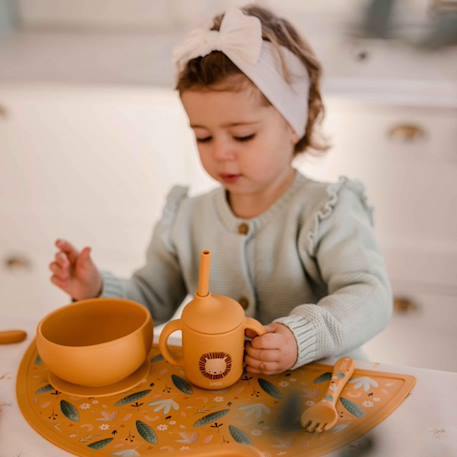 Gobelet en silicone avec poignées et paille animaux Beige+Bleu+Orange+Rose+Vert+Vert paon 14 - vertbaudet enfant 