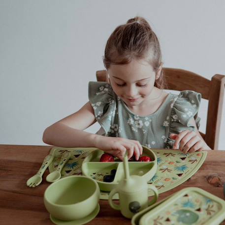 Bol en silicone avec ventouse animaux Orange+Rose+Vert+Vert paon 13 - vertbaudet enfant 