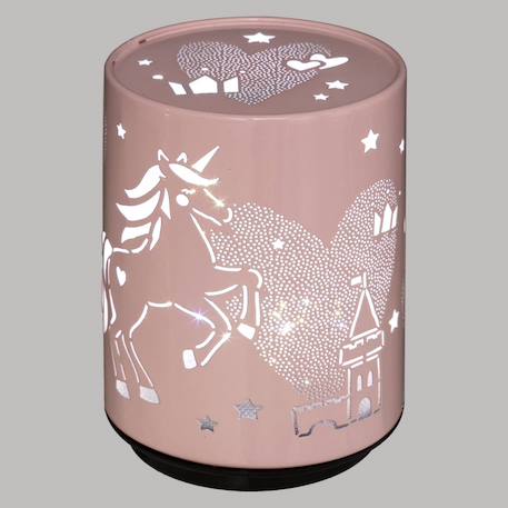 Veilleuse à pile push trendy h.13cm métal Blanc lune+Bleu ourson+Gris lion+Rose cheval 23 - vertbaudet enfant 
