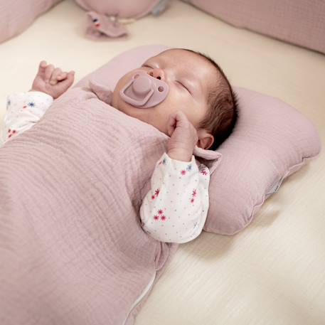 Coussin cale-tête ergonomique en gaze de coton jeanne Beige+Blanc+Bleu+Camel+Écru+Rose+Terracotta+Vert de gris 25 - vertbaudet enfant 
