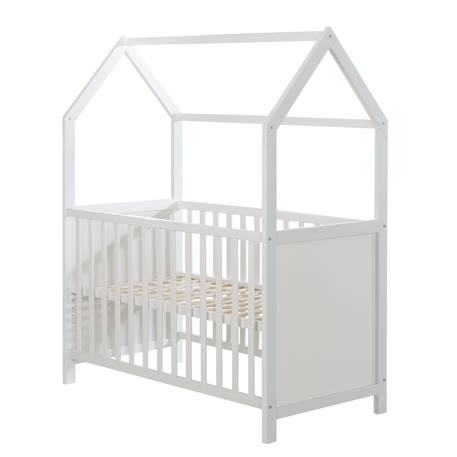 Lit bébé cabane en bois fsc® - lit cododo convertible en canapé Blanc+Taupe - gris 1 - vertbaudet enfant 