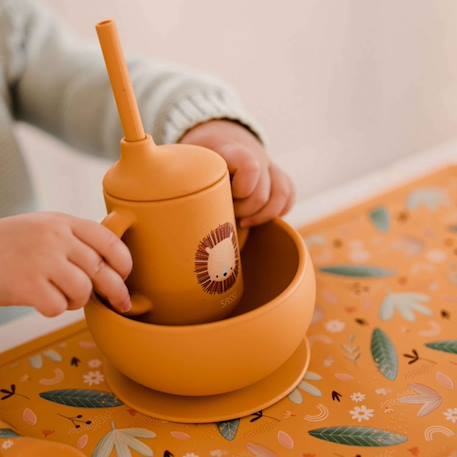 Gobelet en silicone avec poignées et paille animaux Beige+Bleu+Orange+Rose+Vert+Vert paon 15 - vertbaudet enfant 
