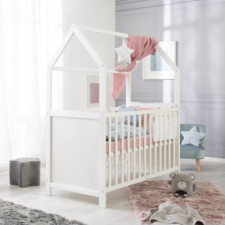 Lit bébé cabane en bois fsc® - lit cododo convertible en canapé Blanc+Taupe - gris 2 - vertbaudet enfant 