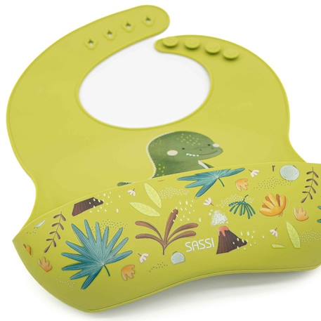 Bavoir récupérateur en silicone animaux Rose+Vert+Vert paon 9 - vertbaudet enfant 