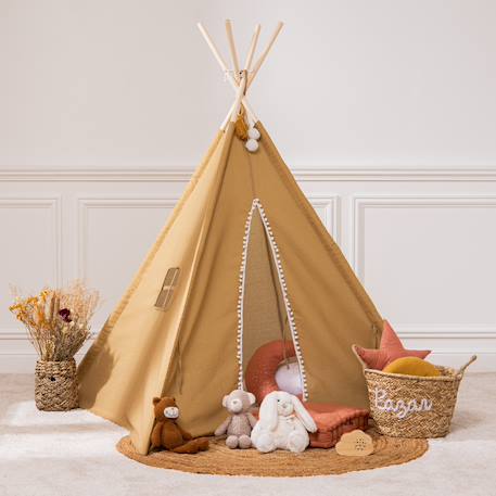 Tipi enfant - wapi Beige lin+Bleu+Ocre+Rose 16 - vertbaudet enfant 