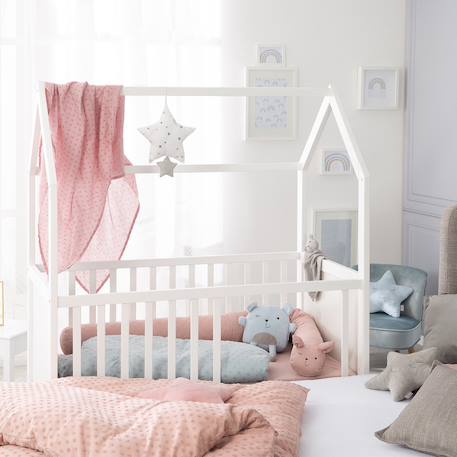 Lit bébé cabane en bois fsc® - lit cododo convertible en canapé Blanc+Taupe - gris 3 - vertbaudet enfant 