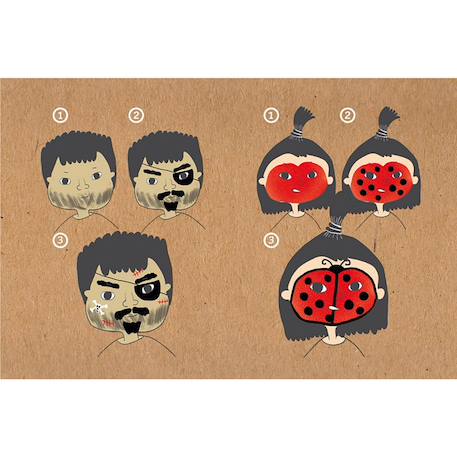 Kit de maquillage 3 couleurs pirate et coccinelle Noir/blanc/rouge 2 - vertbaudet enfant 