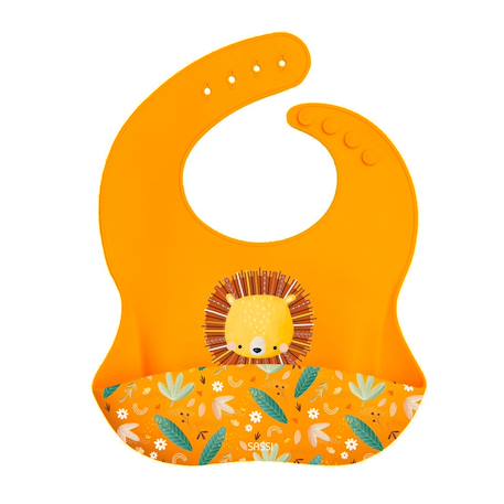 Bavoir récupérateur en silicone animaux Orange+Rose+Vert+Vert paon 6 - vertbaudet enfant 