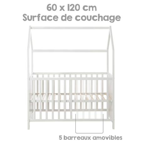 Lit bébé cabane en bois fsc® - lit cododo convertible en canapé Blanc+Taupe - gris 5 - vertbaudet enfant 