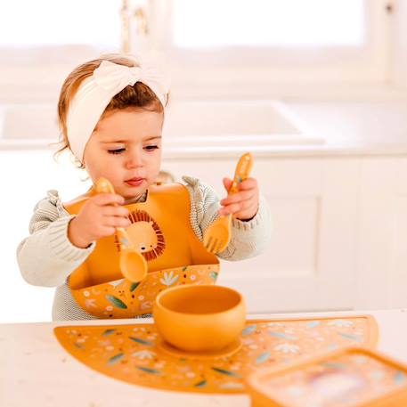 Bol en silicone avec ventouse animaux Orange+Rose+Vert+Vert paon 2 - vertbaudet enfant 