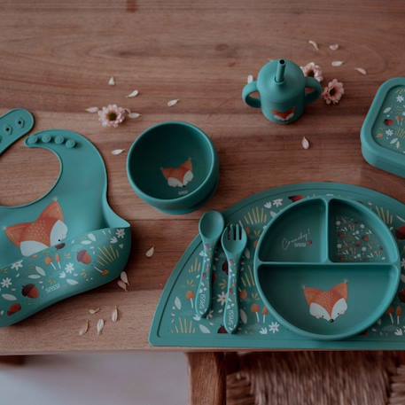 Bavoir récupérateur en silicone animaux Rose+Vert+Vert paon 14 - vertbaudet enfant 