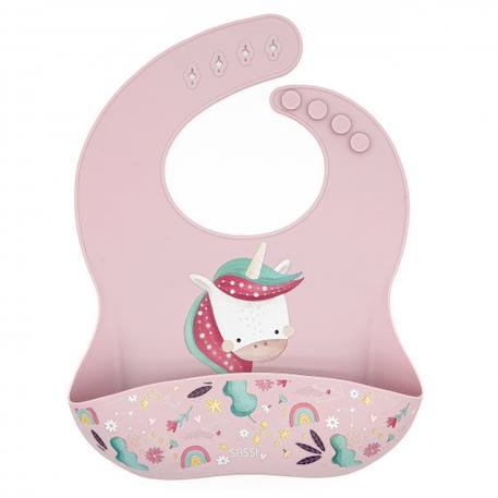 Bavoir récupérateur en silicone animaux Rose+Vert+Vert paon 1 - vertbaudet enfant 