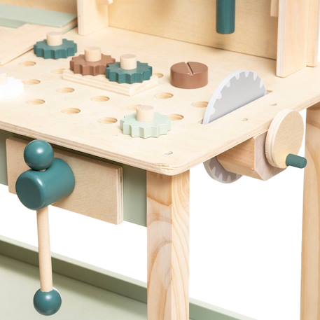 Jouets en bois Grand établi de bricolage pastel avec outils Everearth