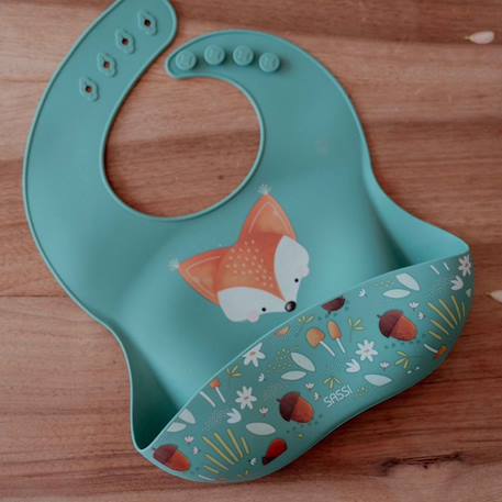 Bavoir récupérateur en silicone animaux Rose+Vert+Vert paon 17 - vertbaudet enfant 