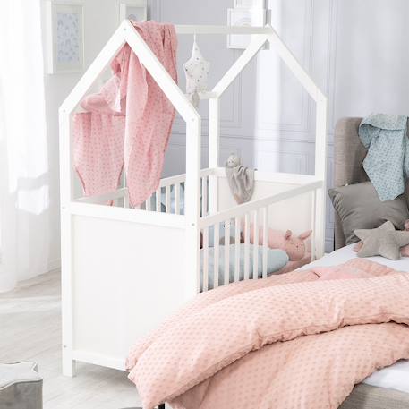 Lit bébé cabane en bois fsc® - lit cododo convertible en canapé Blanc+Taupe - gris 11 - vertbaudet enfant 