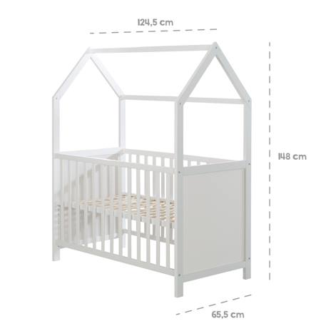 Lit bébé cabane en bois fsc® - lit cododo convertible en canapé Blanc+Taupe - gris 6 - vertbaudet enfant 