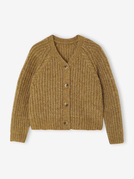 Gilet fille en maille mousseuse olive 3 - vertbaudet enfant 