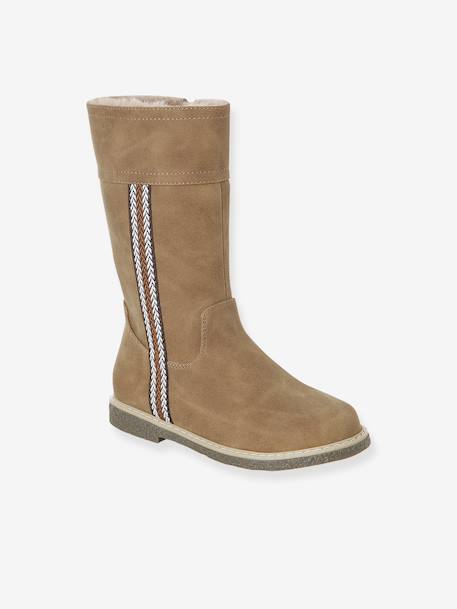 Bottes enfant fille synthétique fourrée zippées camel 1 - vertbaudet enfant 