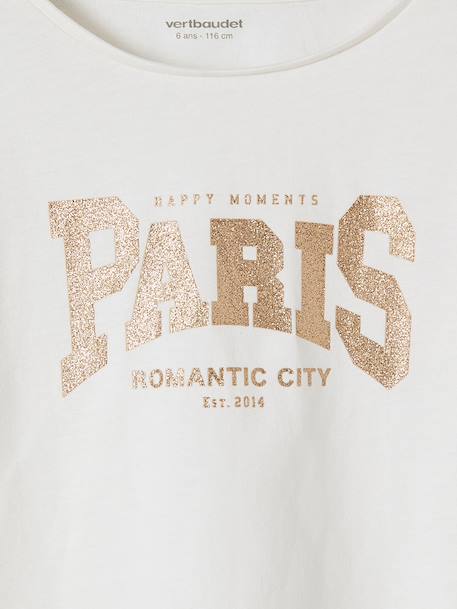 T-shirt fille imprimé manches longues écru+marine+rose pâle 3 - vertbaudet enfant 