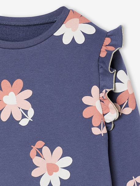 Sweat à volants fille détails fantaisie encre+vanille+vert de gris 3 - vertbaudet enfant 