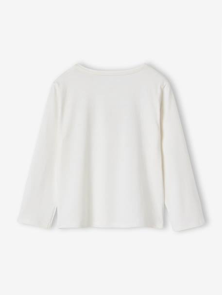 T-shirt fille imprimé manches longues écru+marine+rose pâle 2 - vertbaudet enfant 