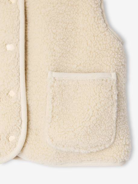 Gilet fille sans manches en sherpa vanille+vert 4 - vertbaudet enfant 