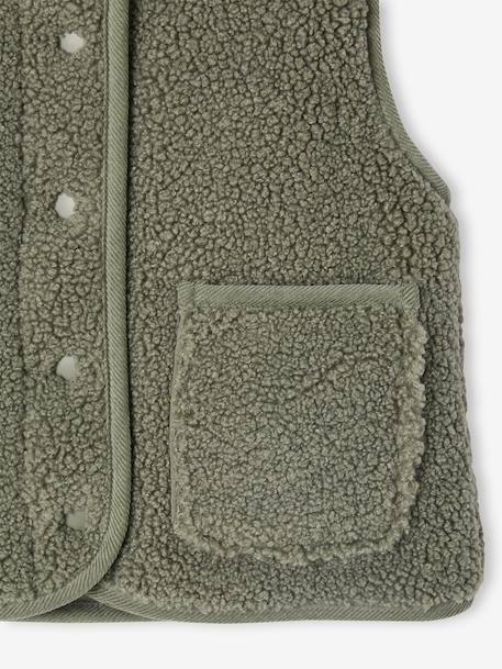 Gilet fille sans manches en sherpa vanille+vert 12 - vertbaudet enfant 