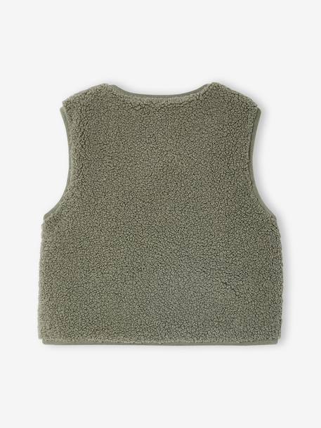 Gilet fille sans manches en sherpa vanille+vert 11 - vertbaudet enfant 