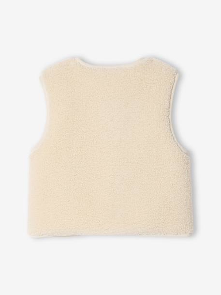 Gilet fille sans manches en sherpa vanille+vert 3 - vertbaudet enfant 