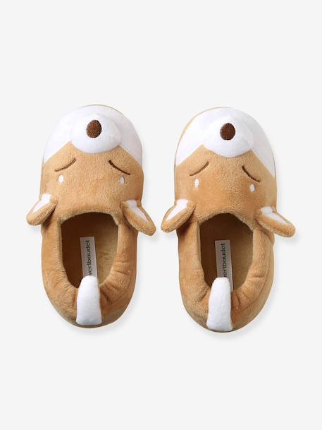 Chaussons aspect peluche shiba enfant beige 2 - vertbaudet enfant 